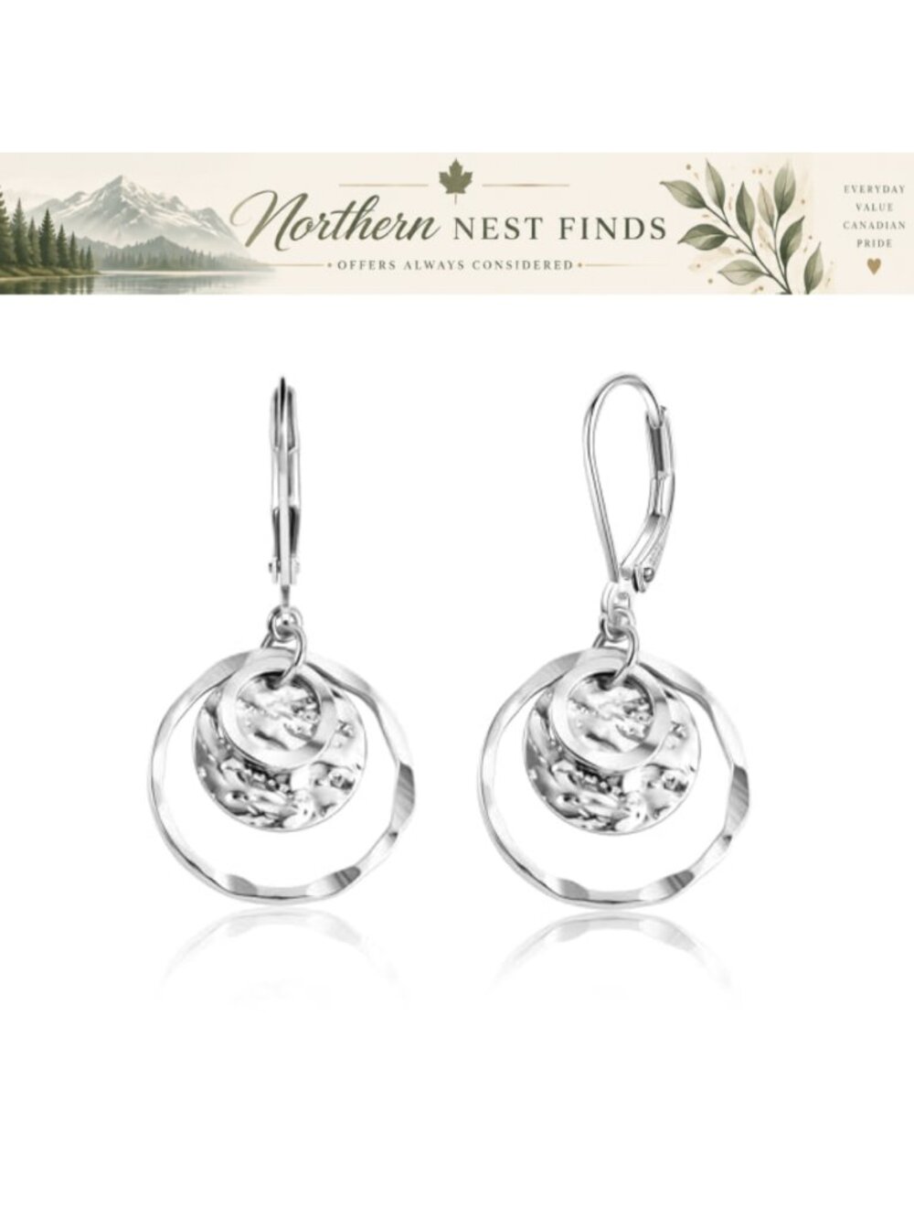 Sterling Silver Disc Leverback Dangle Earrings Hypoallergenic
